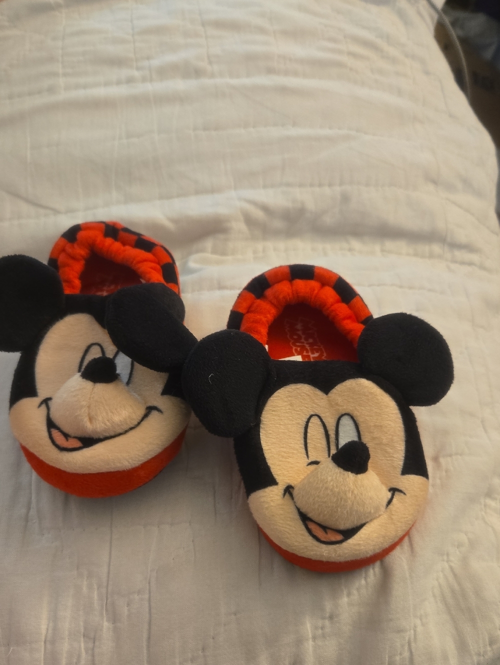 Disney Kids Black and Red Mickey Mouse Plush Slippers